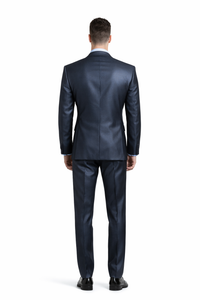 Mens Three Piece Suit - Vested Suit Mens Shiny Shark 2 Side Vented Vested 3 Piece Blue Suit