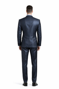 Mens Three Piece Suit - Vested Suit Mens Shiny Shark 2 Side Vented Vested 3 Piece Blue Suit