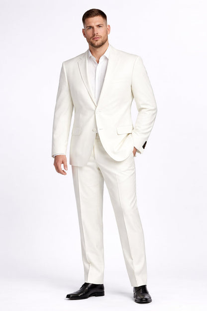 Novello Off-white, Modern Fit, Pure Wool Suit by Tiglio Luxe OFFWHITE