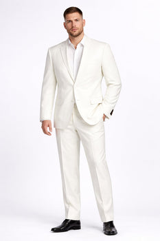 Novello Off-white, Modern Fit, Pure Wool Suit by Tiglio Luxe OFFWHITE
