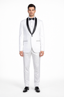 Men's Trim Slim Fit Tuxedo with Shawl Lapel White,Black