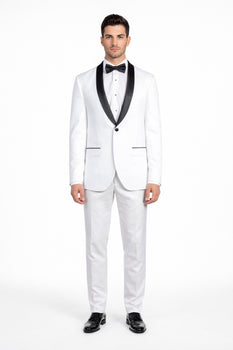 Men's Trim Slim Fit Tuxedo with Shawl Lapel White,Black