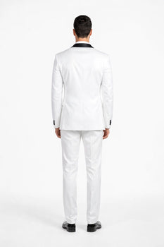 Men's Trim Slim Fit Tuxedo with Shawl Lapel White,Black - Image 2