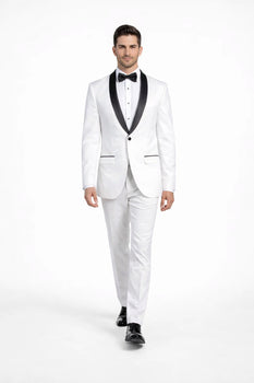 Men's Trim Slim Fit Tuxedo with Shawl Lapel White,Black - Image 3