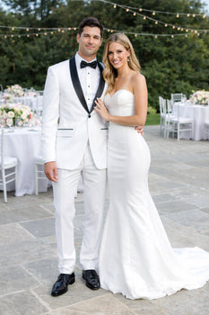 Men's Trim Slim Fit Tuxedo with Shawl Lapel White,Black - Image 8