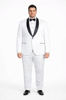 Men's Trim Slim Fit Tuxedo with Shawl Lapel White,Black - Image 6