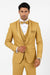 Men’s Champagne Tuxedo – Vested Satin Trim Shawl Lapel Suit for Wedding & Prom