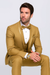 Men’s Champagne Tuxedo – Vested Satin Trim Shawl Lapel Suit for Wedding & Prom