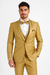 Men’s Champagne Tuxedo – Vested Satin Trim Shawl Lapel Suit for Wedding & Prom