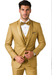 Men’s Champagne Tuxedo – Vested Satin Trim Shawl Lapel Suit for Wedding & Prom