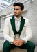 Men’s White Paisley & Hunter Green Tuxedo – Designer Vested Wool Suit for Wedding & Prom