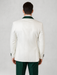Men’s White Paisley & Hunter Green Tuxedo – Designer Vested Wool Suit for Wedding & Prom