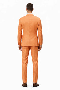 Mens Two Button Notch Lapel Fancy Vested Suit in Orange