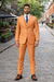 Mens Two Button Notch Lapel Fancy Vested Suit in Orange