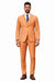 Mens Two Button Notch Lapel Fancy Vested Suit in Orange