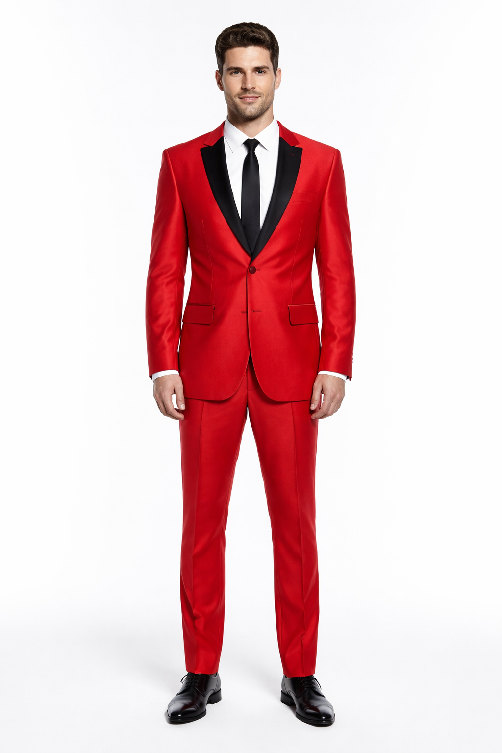 Men's Two Button Shawl Trim Lapel Slim Fit  - Red Tuxedo
