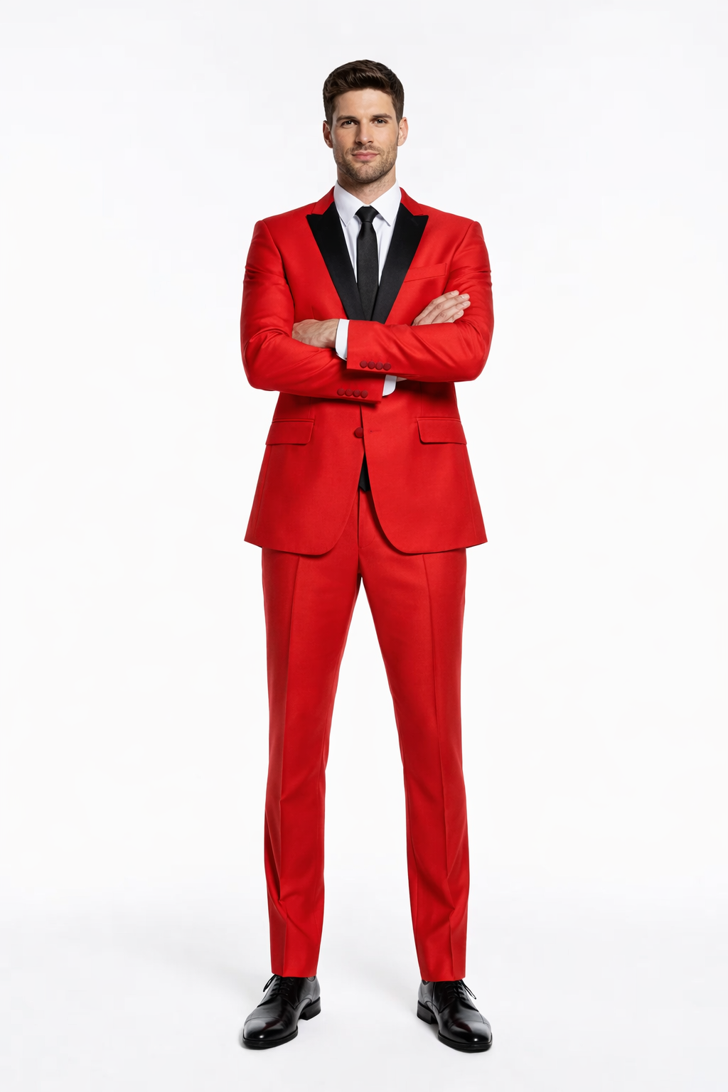 Men's Two Button Shawl Trim Lapel Slim Fit  - Red Tuxedo - Image 5