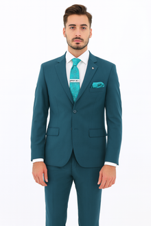 Men's Two Button Teal Suit