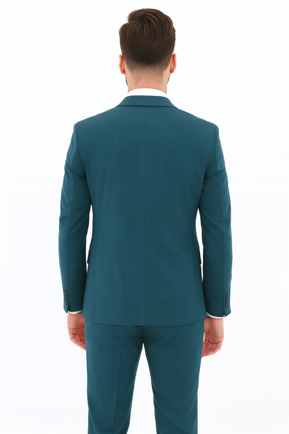 Men's Two Button Teal Suit - Image 2