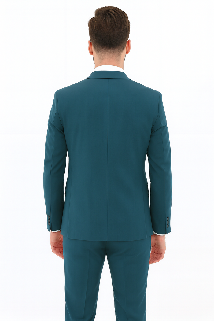 Men's Two Button Teal Suit - Image 2