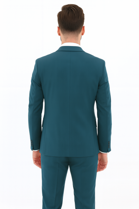 Men's Two Button Teal Suit