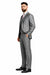 Men'S Two Button Vested Shiny Flashy Metallic Light Grey Slim Fit Suit