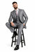 Men'S Two Button Vested Shiny Flashy Metallic Light Grey Slim Fit Suit