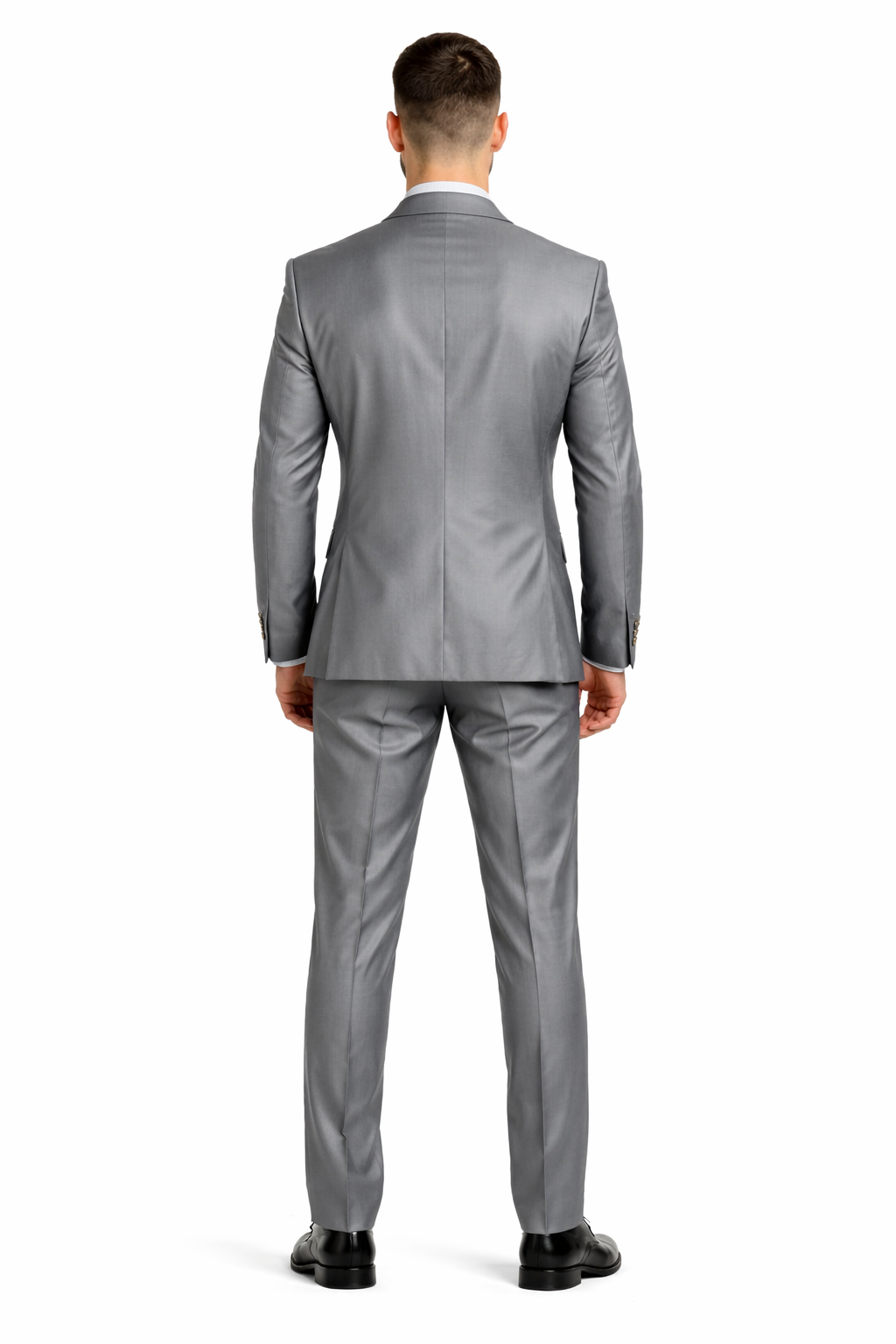Men'S Two Button Vested Shiny Flashy Metallic Light Grey Slim Fit Suit - Image 4
