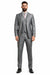 Men'S Two Button Vested Shiny Flashy Metallic Light Grey Slim Fit Suit