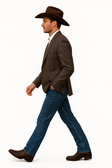 Saco vaquero - Western Sport Coat - Western Blazer- Men's Two Button Business Casual Double Windowpane Sport Coat