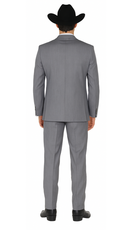 Men's Two-Piece  Classic Fit 2 Button Side Vents Grey Cheap Priced Business Suits Clearance Sale - Image 2