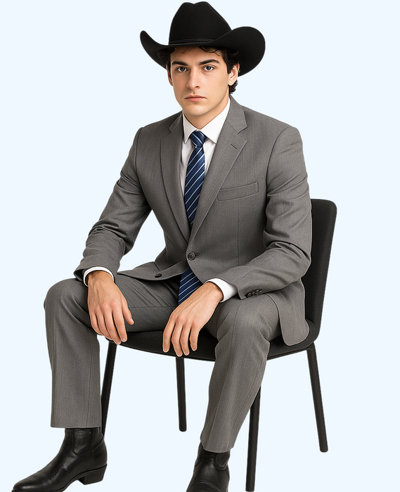 Men's Two-Piece  Classic Fit 2 Button Side Vents Grey Cheap Priced Business Suits Clearance Sale