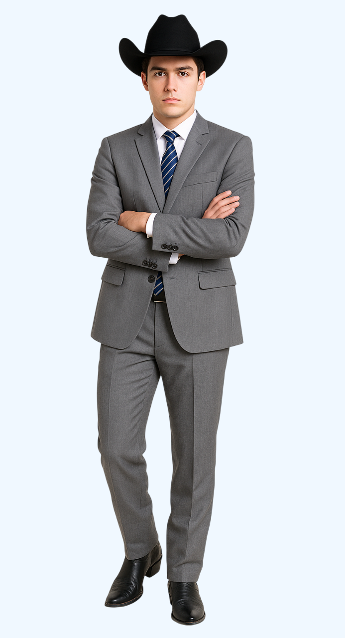 Men's Two-Piece  Classic Fit 2 Button Side Vents Grey Cheap Priced Business Suits Clearance Sale - Image 6