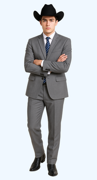 Men's Two-Piece  Classic Fit 2 Button Side Vents Grey Cheap Priced Business Suits Clearance Sale - Image 6