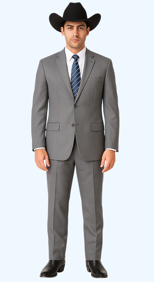 Men's Two-Piece  Classic Fit 2 Button Side Vents Grey Cheap Priced Business Suits Clearance Sale