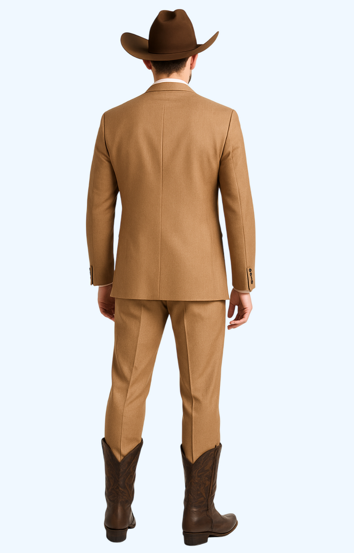 Men's Two-Piece Side Vents 2 Button Light Rust Cheap Priced Business Suits Clearance Sale - Image 2