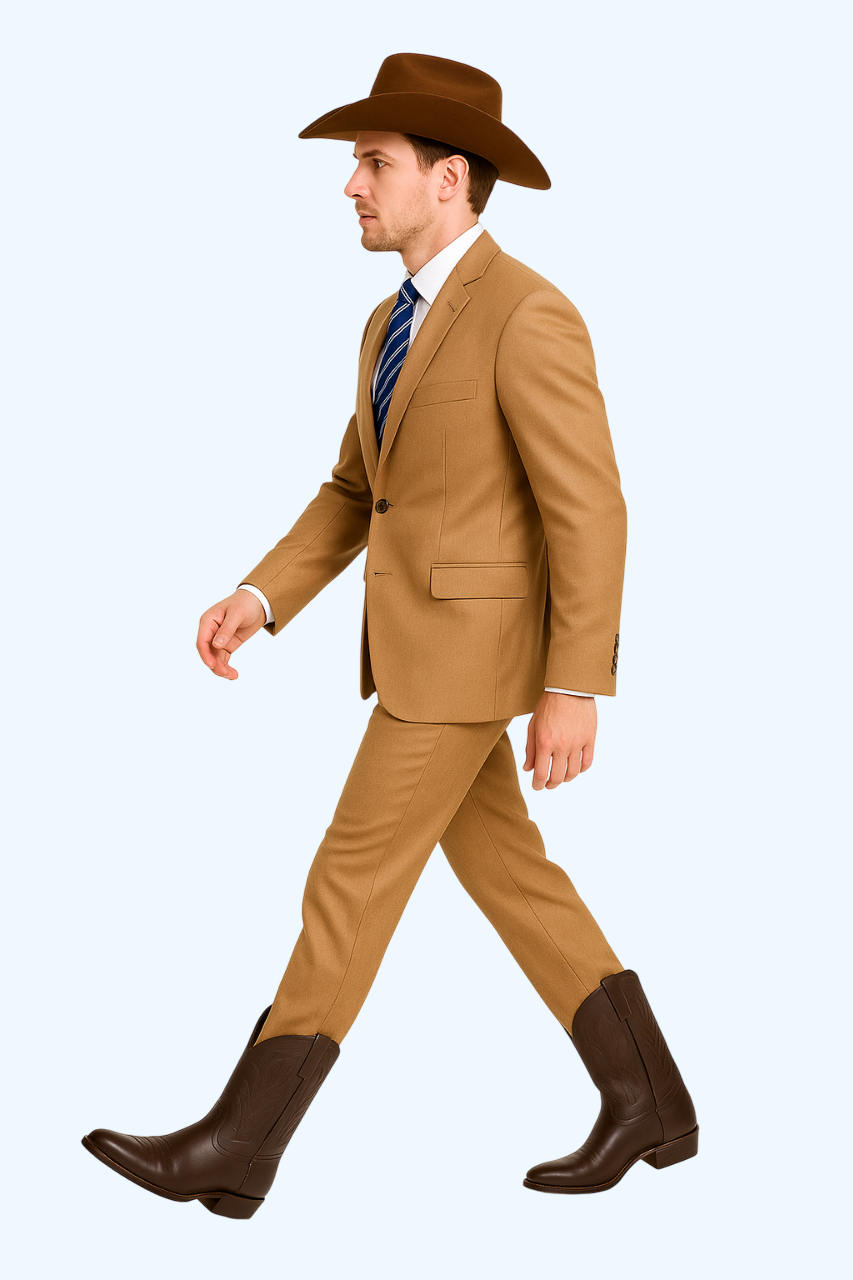 Men's Two-Piece Side Vents 2 Button Light Rust Cheap Priced Business Suits Clearance Sale - Image 3