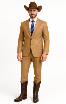 Men's Two-Piece Side Vents 2 Button Light Rust Cheap Priced Business Suits Clearance Sale
