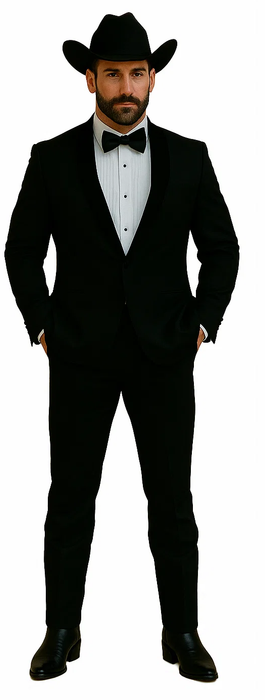 Men's Two Toned Full Lapel Shawl Black Tuxedo wool Fabric Suits