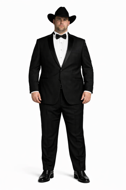 Men's Two Toned Full Lapel Shawl Black Tuxedo wool Fabric Suits
