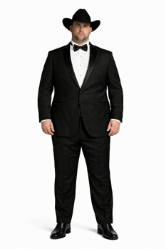 Men's Two Toned Full Lapel Shawl Black Tuxedo wool Fabric Suits