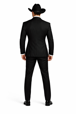Men's Two Toned Full Lapel Shawl Black Tuxedo wool Fabric Suits