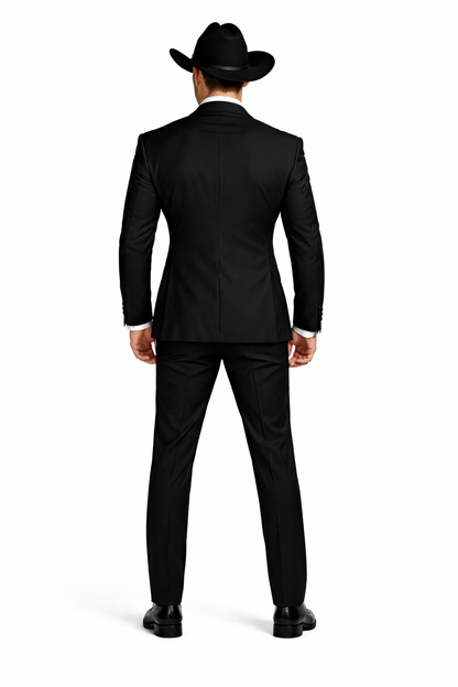 Men's Two Toned Full Lapel Shawl Black Tuxedo wool Fabric Suits