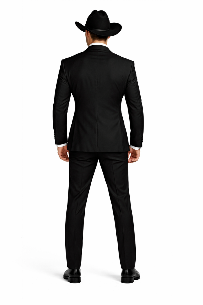 Men's Two Toned Full Lapel Shawl Black Tuxedo wool Fabric Suits