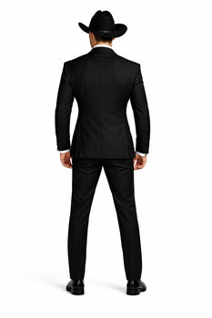 Men's Slim Fit Trimmed Two Tone Blazer/affordable suits online sale/Tuxedo - Black