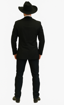 Men's Two Toned Full Lapels Shawl Black Tuxedo wool Fabric Suit - Image 2