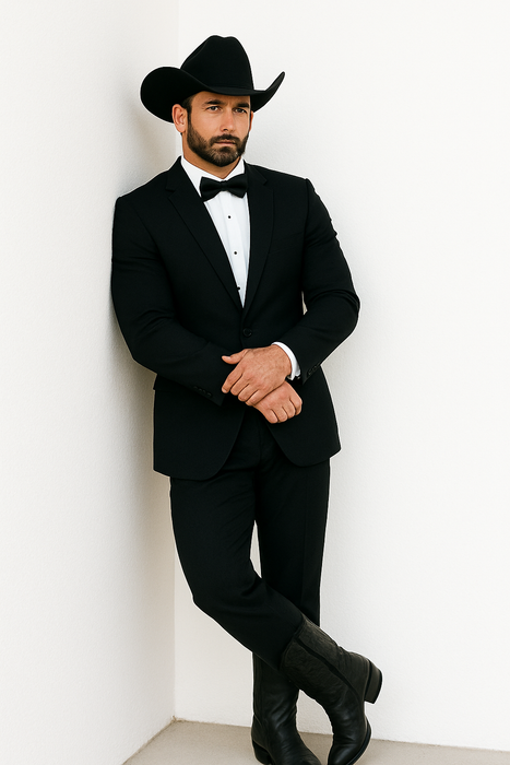 Men's Two Toned Full Lapels Shawl Black Tuxedo wool Fabric Suit