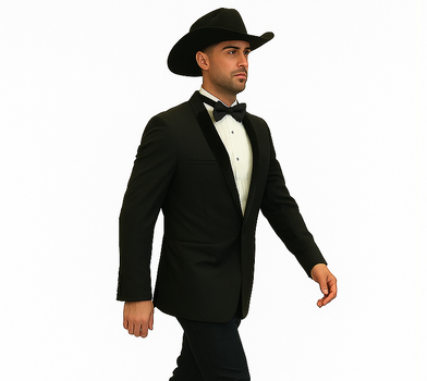 Men's Two Toned Full Lapels Shawl Black Tuxedo wool Fabric Suit - Image 5