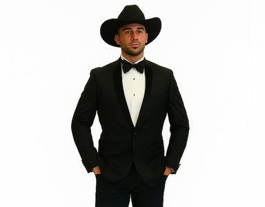 Men Two Toned Full Lapel Shawl Black Tuxedos wool Fabric Suits