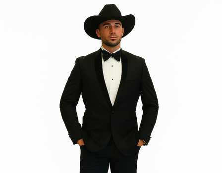 Men's Two Toned Full Lapels Shawl Black Tuxedo wool Fabric Suit - Image 7